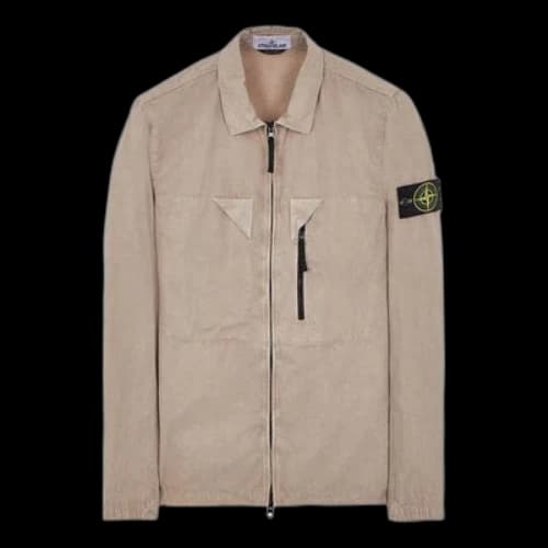 STONE ISLAND Brushed Cotton Canvas Zip Shirt Jacket 'Dove Grey'