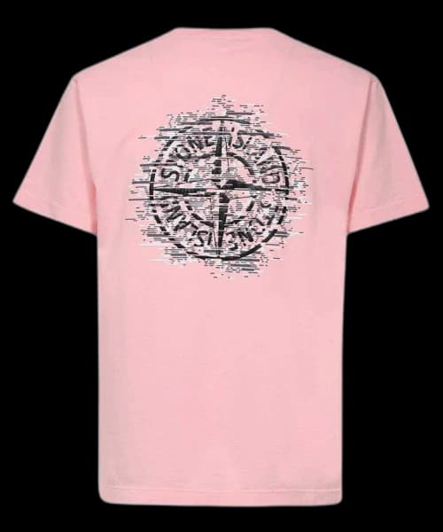 Stone Island Chest and Back Logo T-shirt Pink