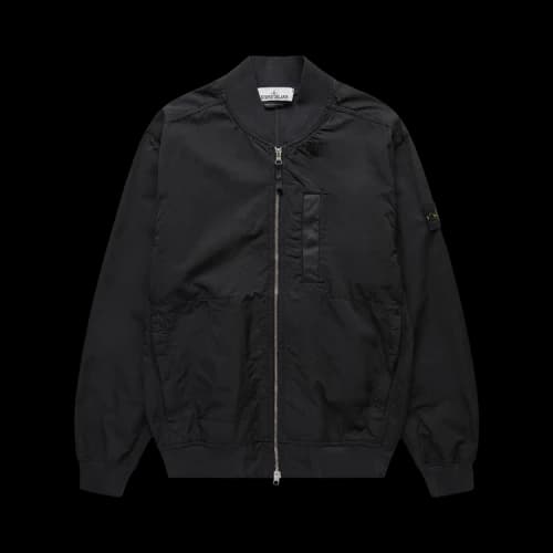STONE ISLAND Logo Patch Zip up Bomber Jacket 'Black'