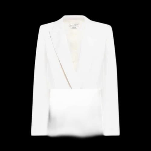 Alexander McQueen Cropped Tuxedo Jacket 'White'