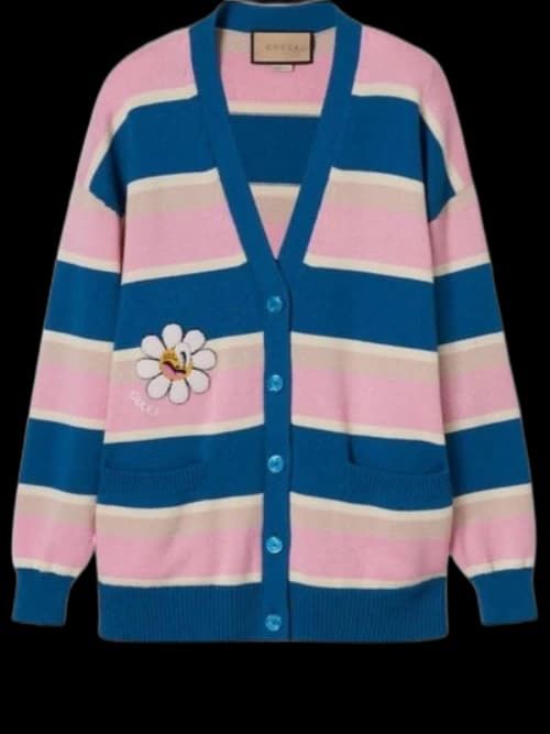 Gucci Striped Cotton Wool Cardigan With Patch 'Multicolor' (Women's)