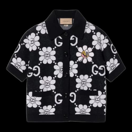 Gucci GG Flower Cotton Jacquard Cardigan 'Black White' (Women's)