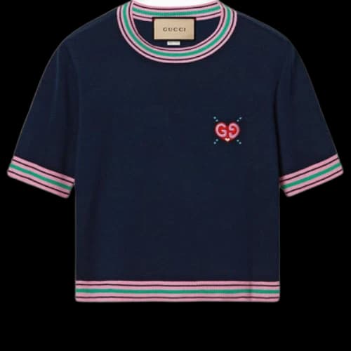 Gucci Fine Knit Sweater With Embroidery 'Navy' (Women's)