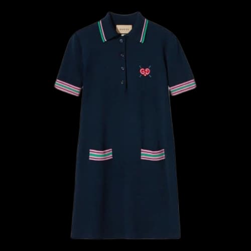 Gucci Fine Embroidery Knit Dress 'Navy' (Women's)
