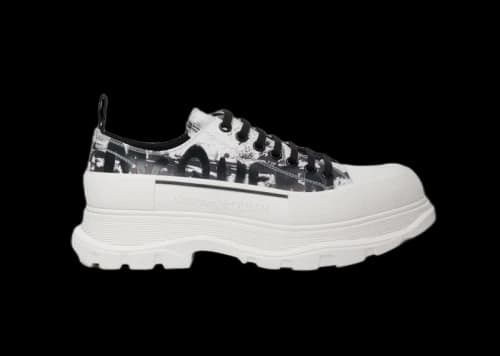 Alexander McQueen Tread Slick Low Lace Up Graffiti Black White
