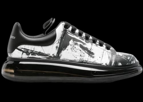 Alexander McQueen Oversized Abstract Print White Black