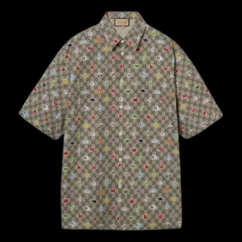 Gucci Print Cotton Poplin Shirt 'Beige Ebony'