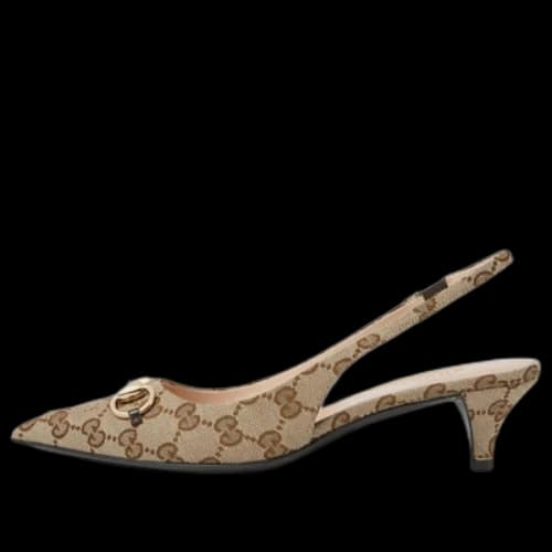 Gucci Horsebit Slingback Heels 'Beige Canvas' (Women's)