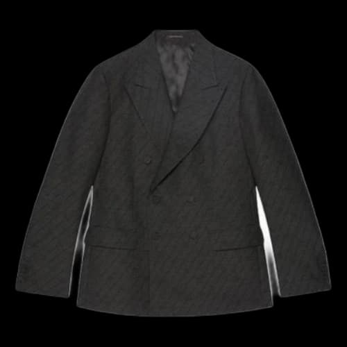 Gucci Interlocking G Striped Wool Formal Jacket 'Black Grey'