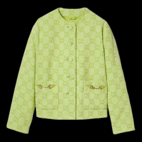 Gucci GG Boucle Cotton Jacket With Horsebit 'Lime green' (Women's)