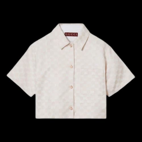 Gucci GG Cotton Gabardine Shirt 'Light Beige' (Women's)