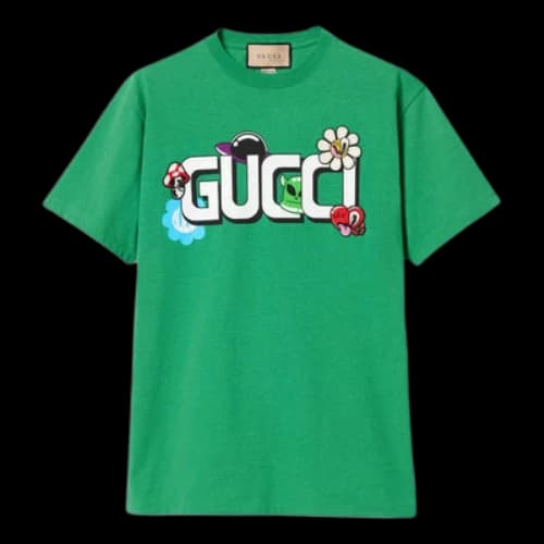 Gucci Cotton Jersey T-Shirt With Gucci Print 'Green'