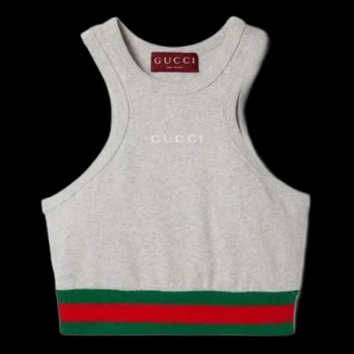 Gucci Cotton Rib Tank Top With Web 'Grey' (Women's)