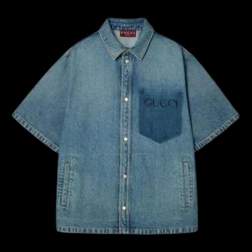 Gucci Print Denim Shirt 'Blue'