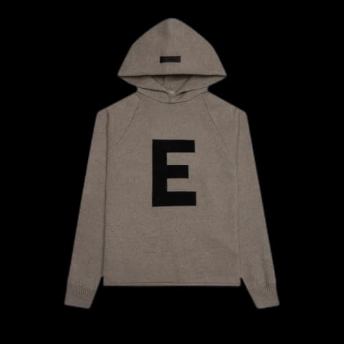Fear of God Essentials Kids Big E Knit Hoodie 'Dark Oatmeal'