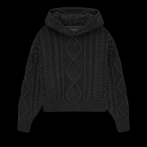 Fear of God Essentials Kids Cable Knit Hoodie 'Jet Black'