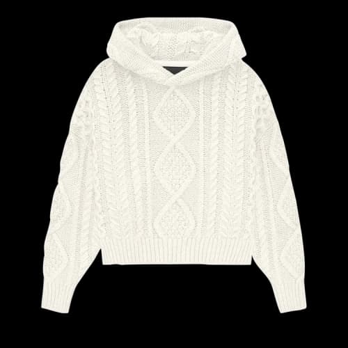 Fear of God Essentials Kids Cable Knit Hoodie 'Cloud Dancer'