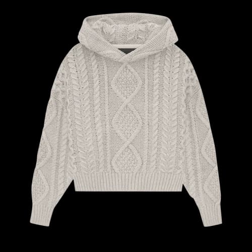 Fear of God Essentials Kids Cable Knit Hoodie 'Silver Cloud'