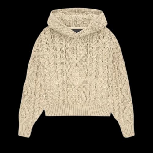 Fear of God Essentials Kids Cable Knit Hoodie 'Gold Heather'