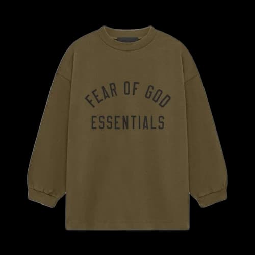 Fear of God Essentials Kids Jersey Long Sleeve Tee Olive