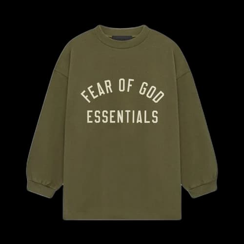 Fear of God Essentials Kids Jersey Long Sleeve Tee Military
