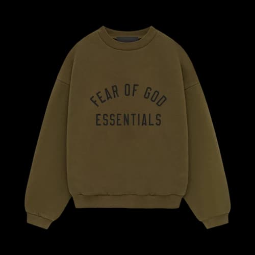 Fear of God Essentials Kids Fleece Crewneck Olive