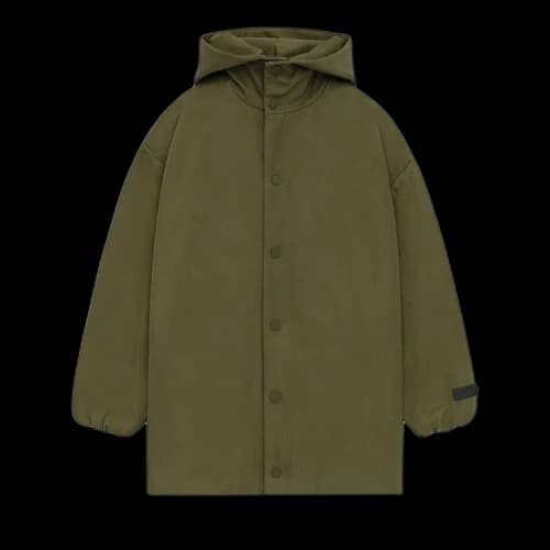 Fear of God Essentials Kids Textured Nylon Hooded Coaches Jacket Military