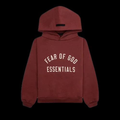 Fear of God Essentials Kids Fleece Hoodie 'Crimson'