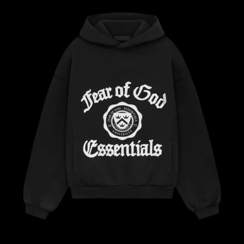 Fear of God Essentials Kids Heavy Fleece Vintage Shrunken Hoodie Black
