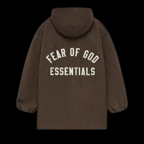 Fear of God Essentials Kids Textured Nylon Hooded Coaches Jacket Brown