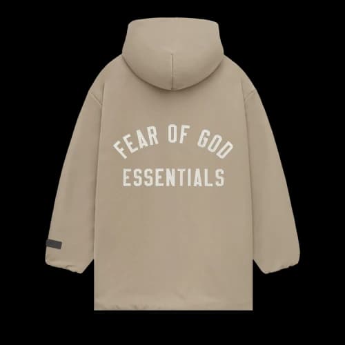 Fear of God Essentials Kids Textured Nylon Hooded Coaches Jacket Desert Sand