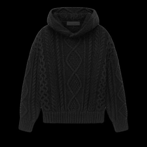 Fear of God Essentials Kids Cable Knit Hoodie 'Black'