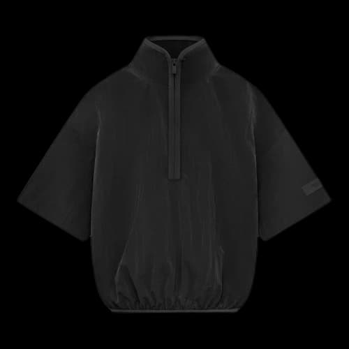 Fear of God Essentials Kids Crinkle Nylon Half Zip Short-Sleeve Shirt 'Jet Black'
