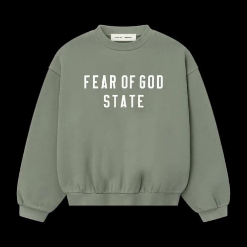 Fear of God Essentials Kids 90's Fleece Crewneck Moss