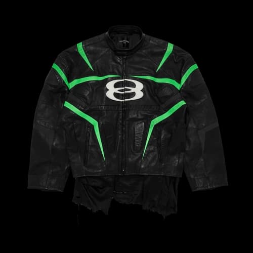 Balenciaga Distressed Oversized Racer Jacket 'Black'