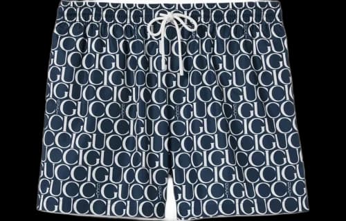 Gucci Maxi Gucci Print Nylon Swim Shorts 'Navy'