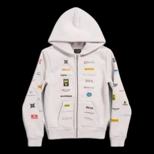 Balenciaga Business English Zip-up Hoodie 'Off White'