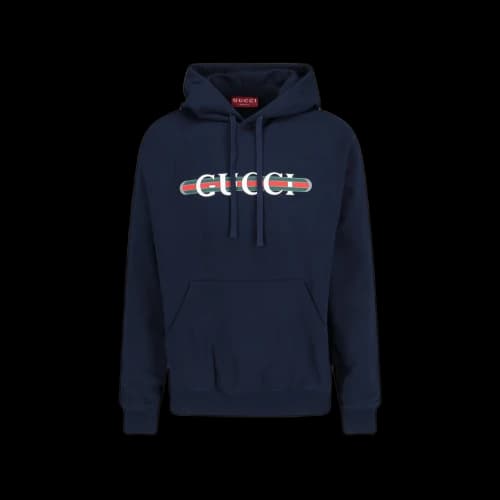 Gucci Logo Hooded Sweatshirt Navy