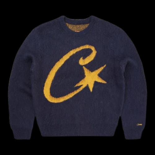 Corteiz C Star Mohair Knit Sweater 'Navy'