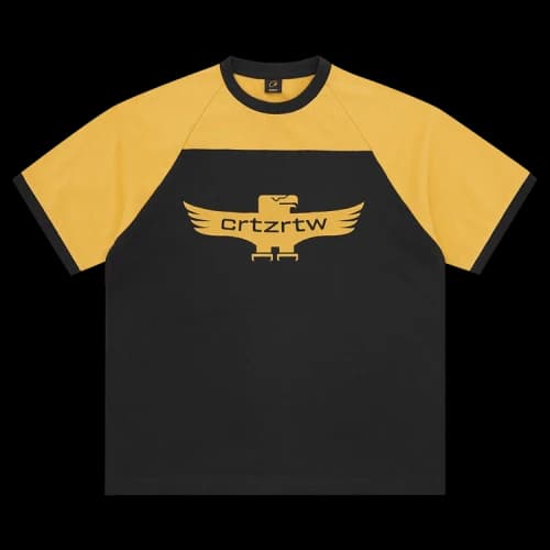 Corteiz Alcatraz Eagle Raglan Tee 'Black/Yellow'