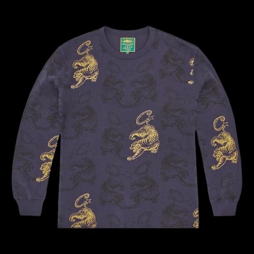 Corteiz Allover Tiger Waffle Long-Sleeve 'Navy'