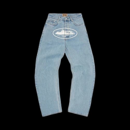 Corteiz Alcatraz Baggy Jeans 'Washed Blue'