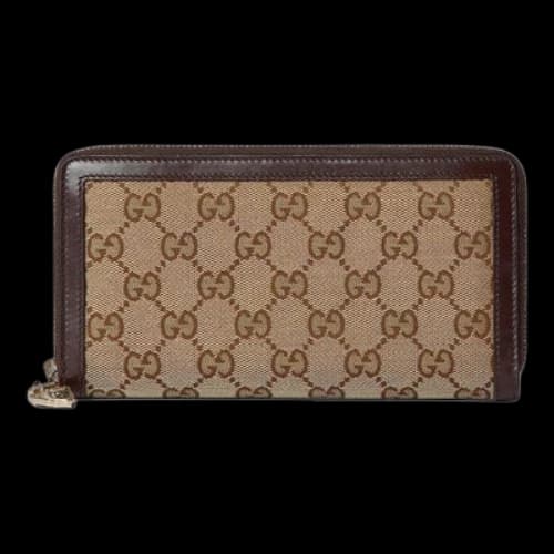 Gucci Luce Zip Around Wallet 'Beige Ebony Canvas' (Women's)