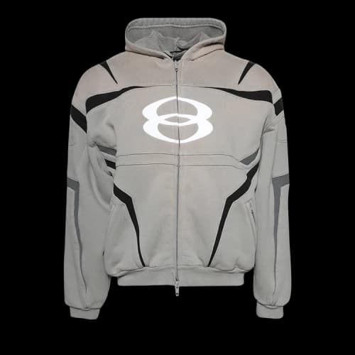Balenciaga Biker Hoodie 'Grey/White'