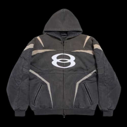 Balenciaga Unity Sports Icon Biker Zip-Up Hoodie Oversized 'Black White'