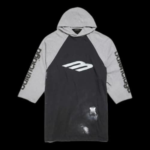 Balenciaga 3B Stencil Hooded Raglan T-Shirt Oversized 'Black'