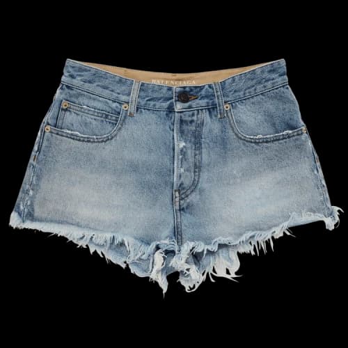 Balenciaga Frayed Hem Denim Shorts 'Blue'