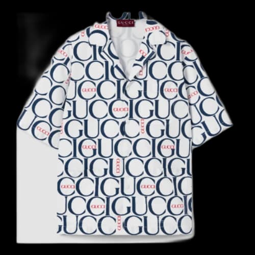 Gucci Maxi Gucci Print Fabric Shirt 'White Blue'