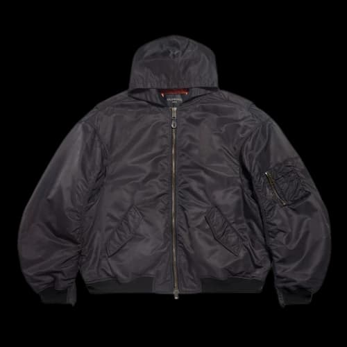 Balenciaga Tape Type Light Hooded Bomber Jacket Black
