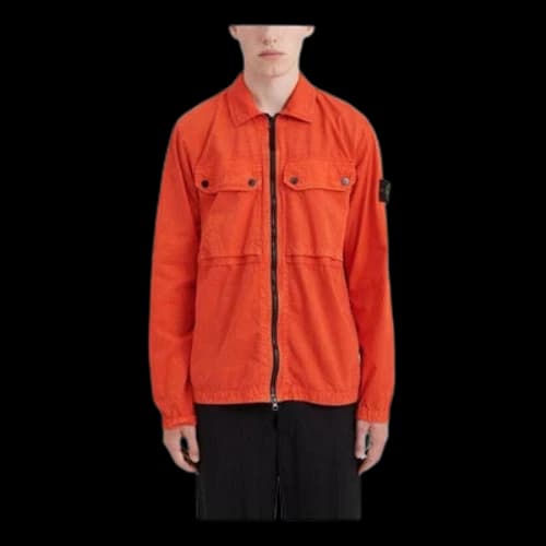 STONE ISLAND Gd Cotton Zip Overshirt 'Orange Red'